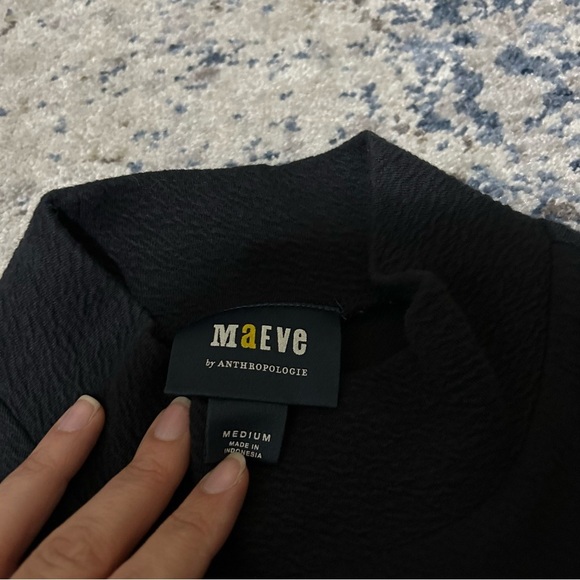 Maeve by Anthropologie Cotton Blend Black Sleeveless High-Neck Top Size Medium - Picture 4 of 7